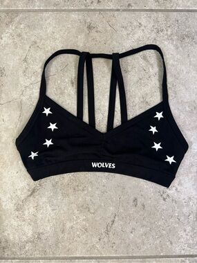 Women's Black Star-Print Strappy Bralette